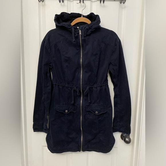 Hollister Women’s Long Hooded Utility Jacket Navy Size Small - Picture 4 of 8